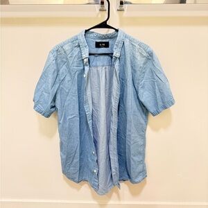 Blue Denim Short Sleeve Collared Shirt